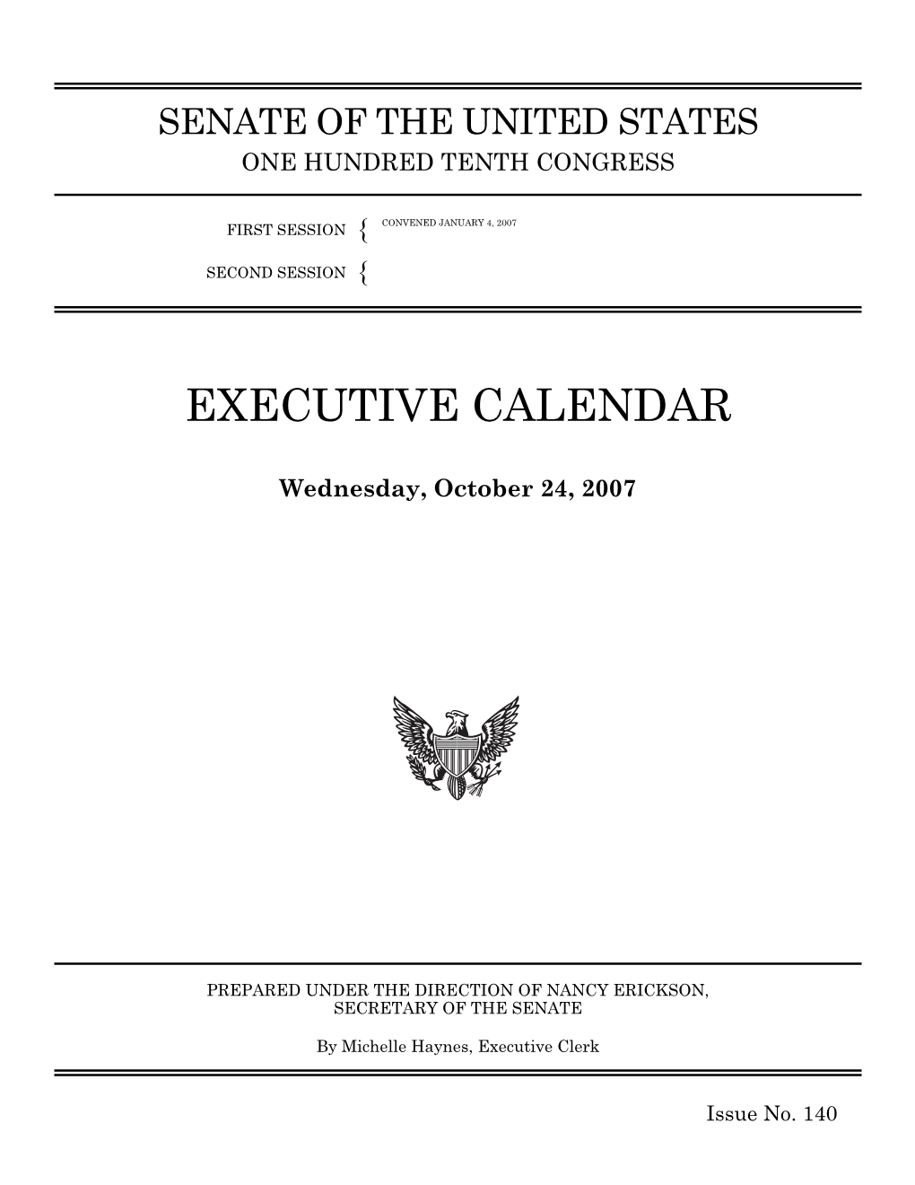 Executive Calendar