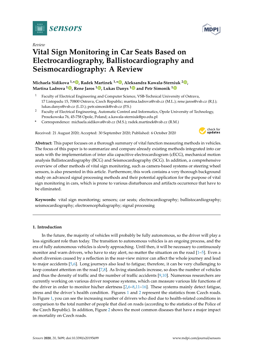 Vital Sign Monitoring in Car Seats Based on Electrocardiography, Ballistocardiography and Seismocardiography: a Review