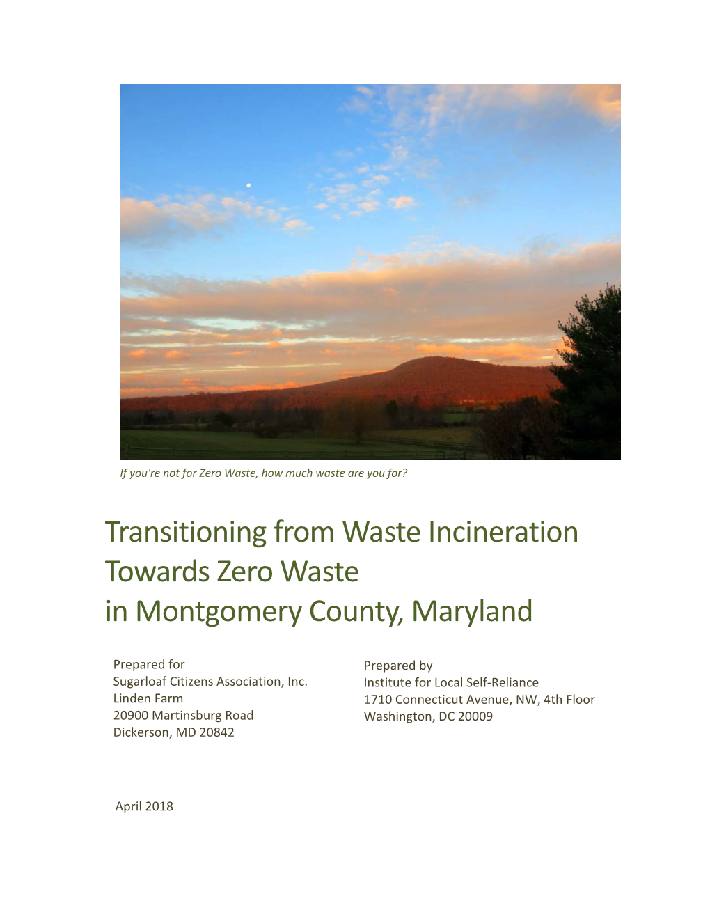 Transitioning from Waste Incineration Towards Zero Waste in Montgomery County, Maryland