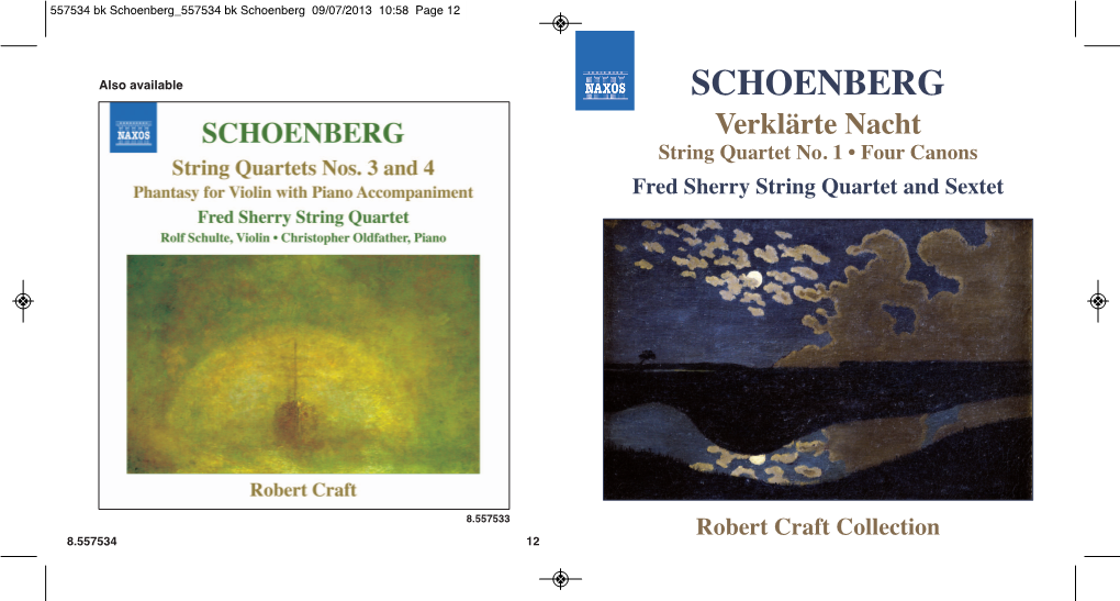 SCHOENBERG Verklärte Nacht String Quartet No