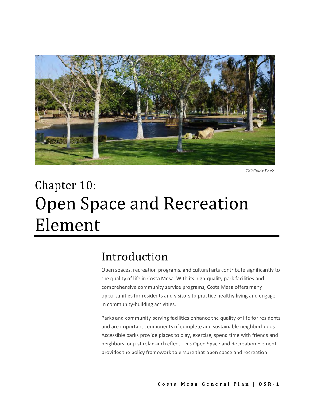 Chapter 10: Open Space and Recreation Element