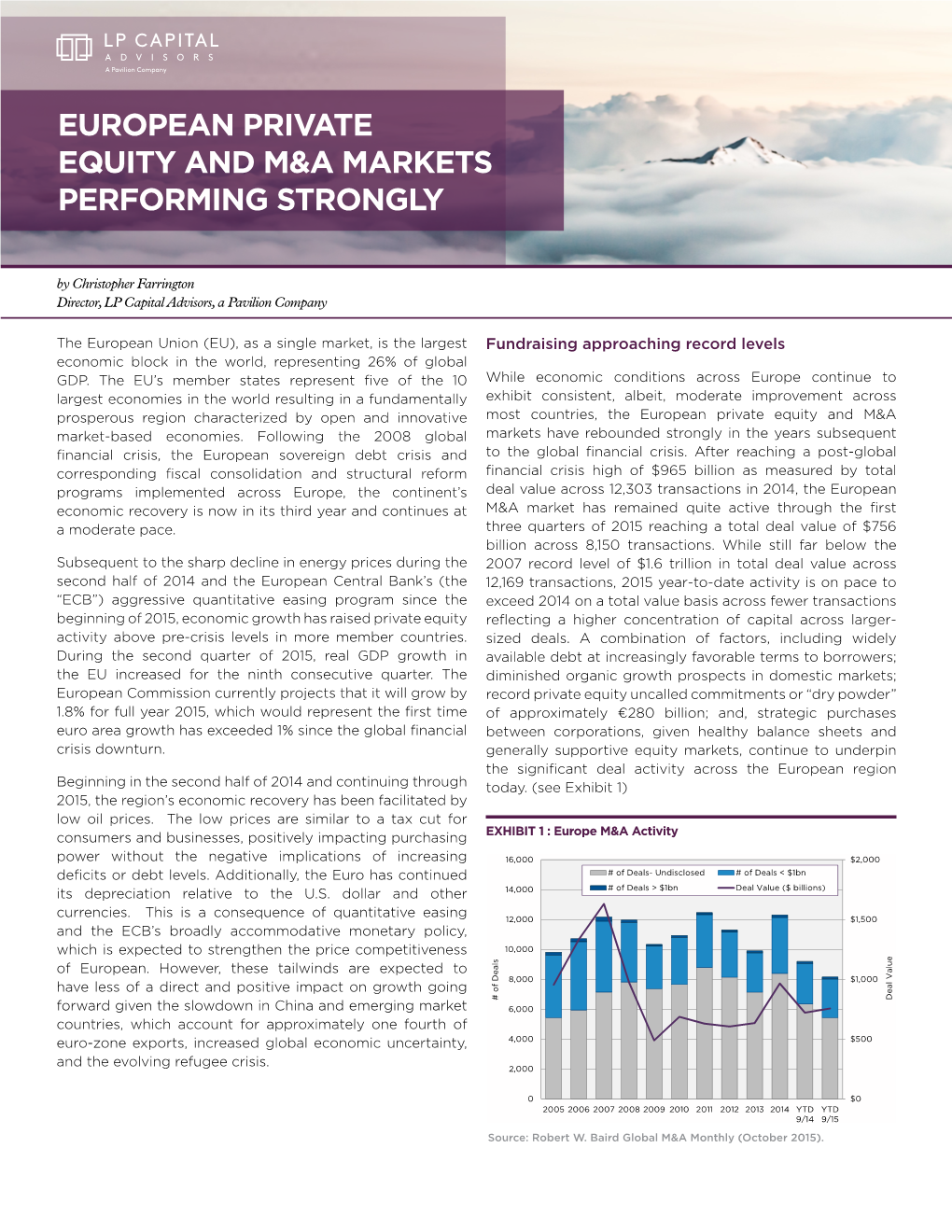 European Private Equity and M&A Markets Performing Strongly