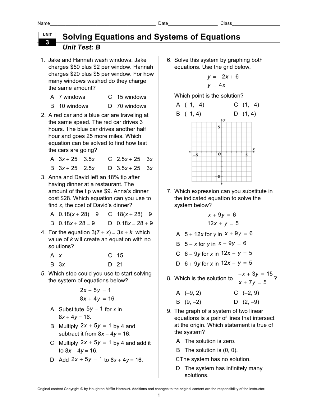 Solving Equations and Systems of Equations