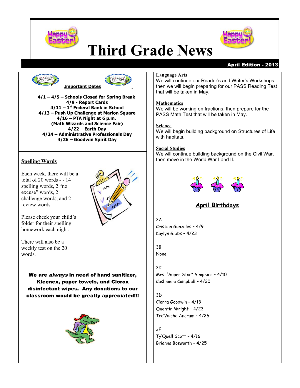 Third Grade News