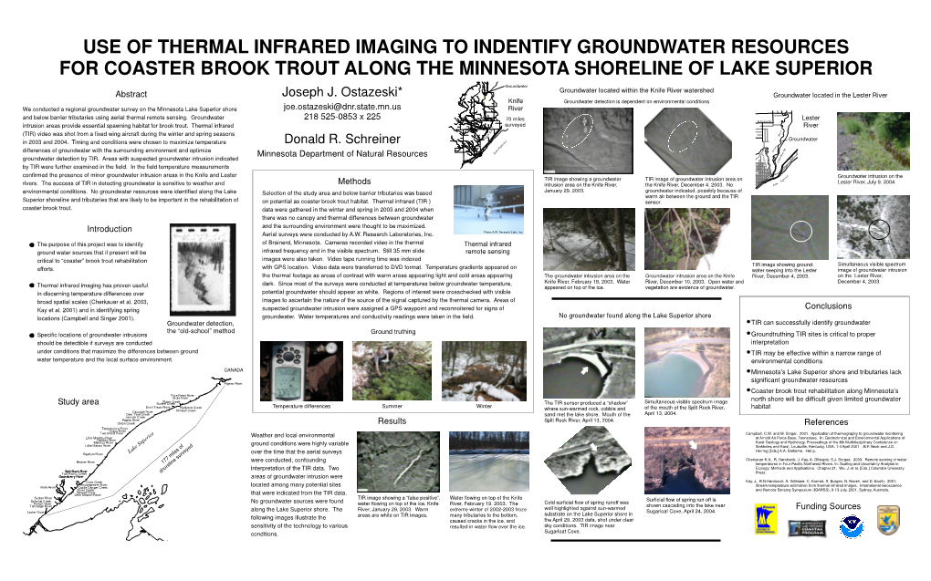 Use of Thermal Infrared Imaging to Indentify Groundwater Resources for Coaster Brook Trout Along the Minnesota Shoreline of Lake Superior