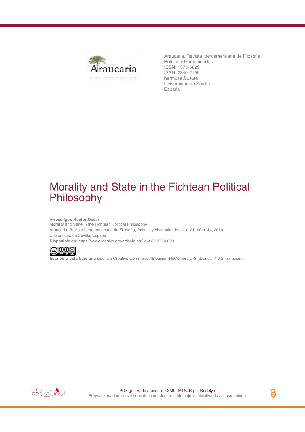 Morality and State in the Fichtean Political Philosophy