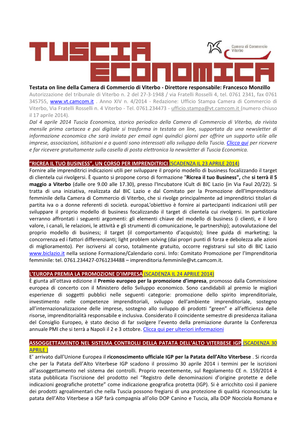 Tuscia Economica 4/2014.Pdf