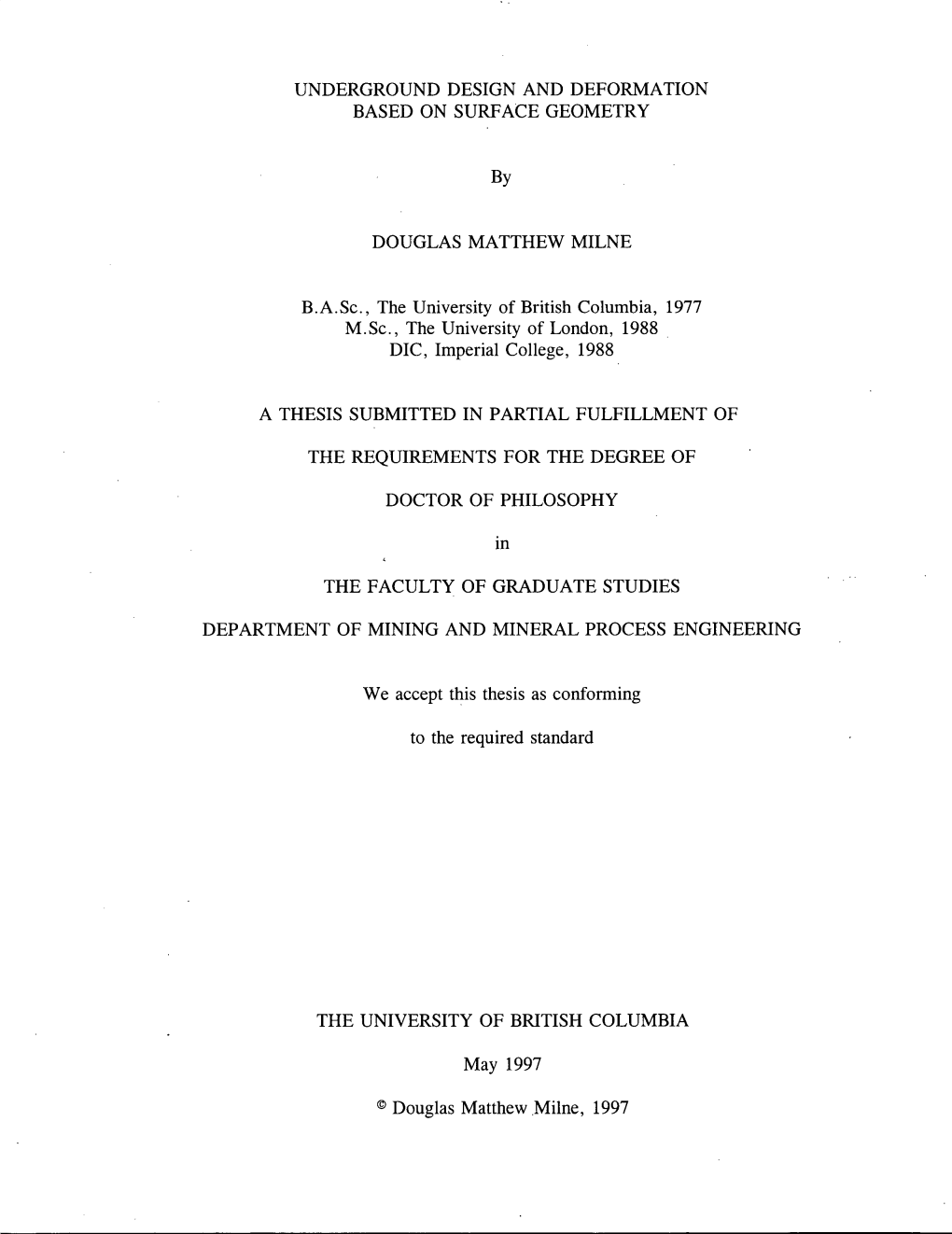 Underground Design and Deformation Based on Surface Geometry