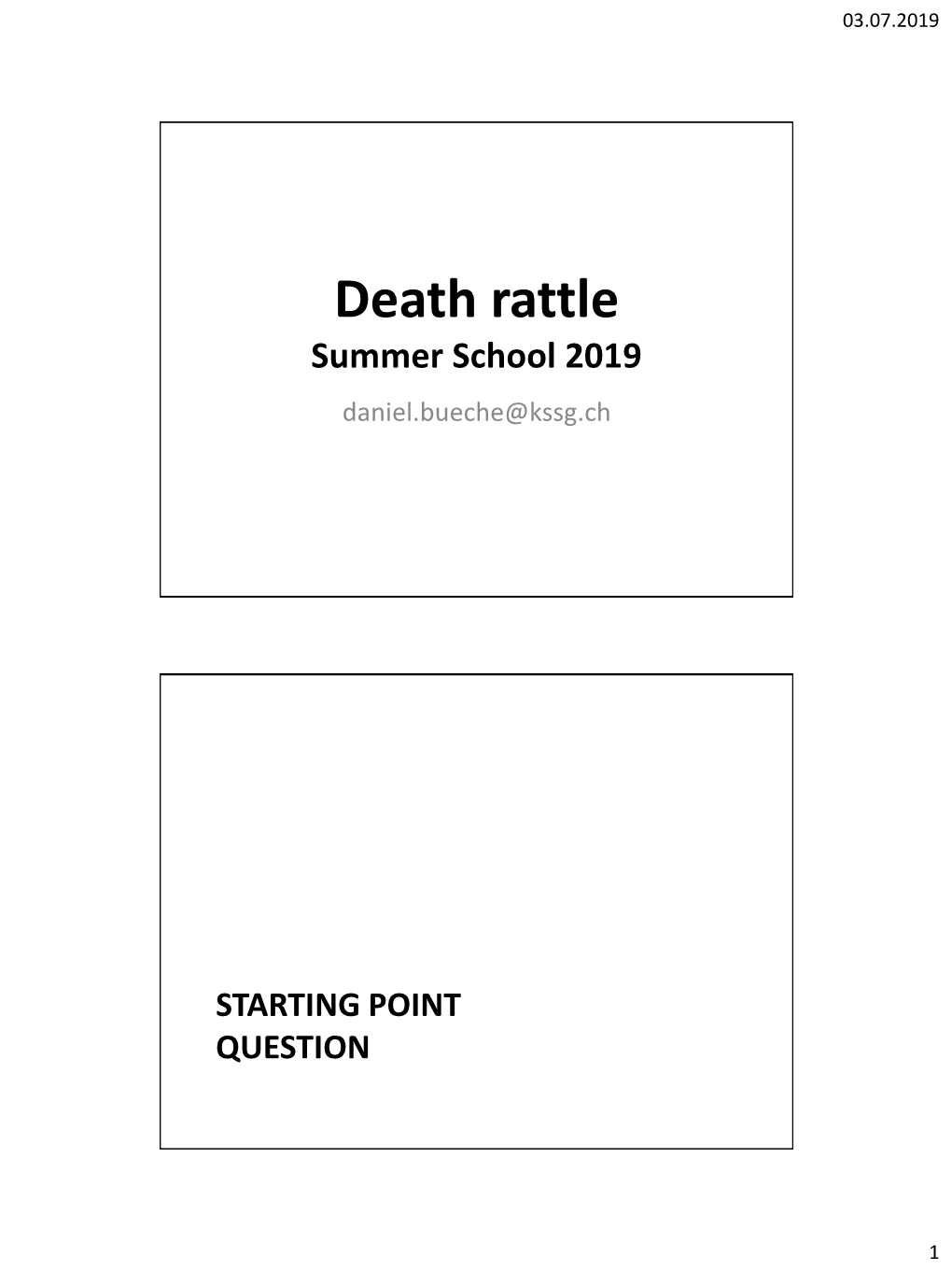 Death Rattle Summer School 2019 Daniel.Bueche@Kssg.Ch