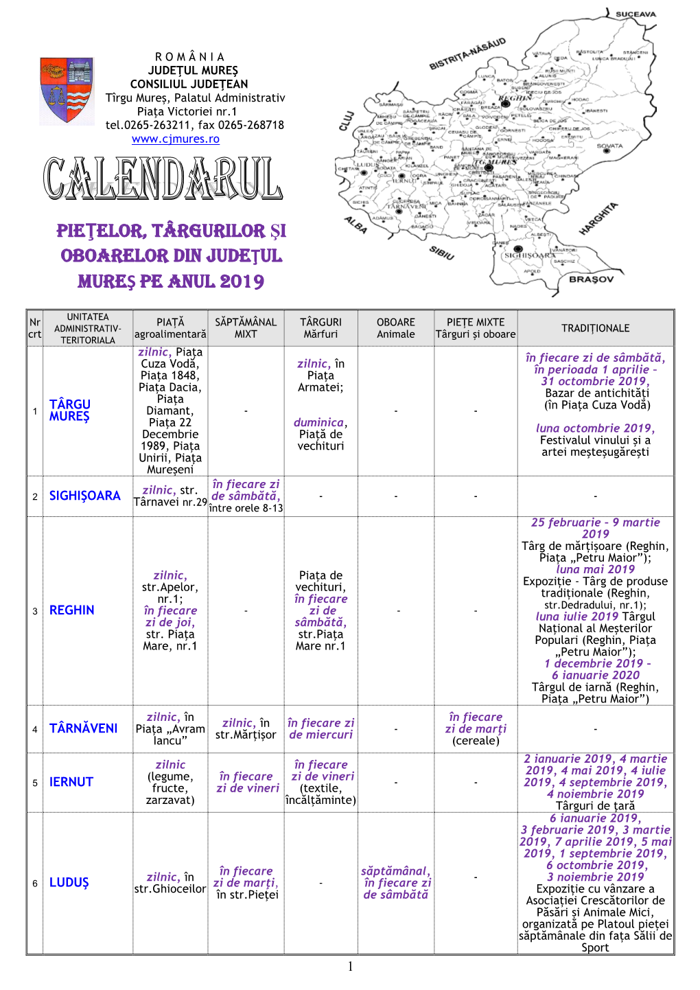 Calendar Targuri