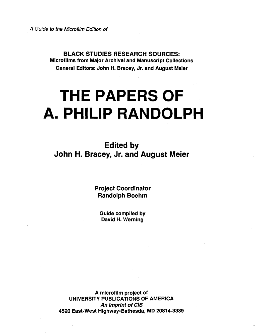 The Papers of A. Philip Randolph