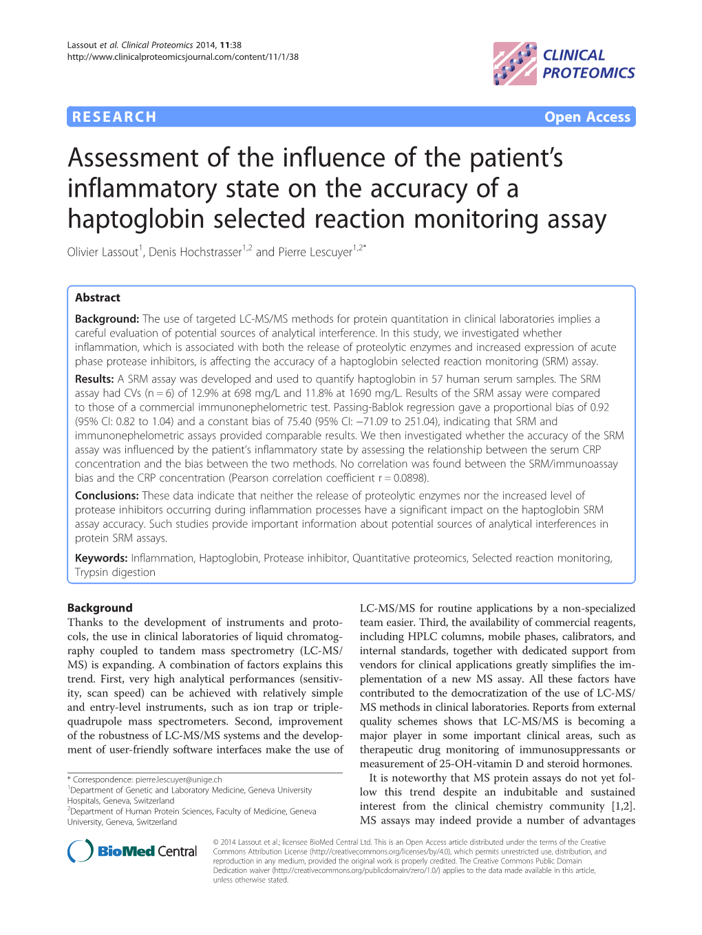 Assessment of the Influence of the Patient's Inflammatory State on The