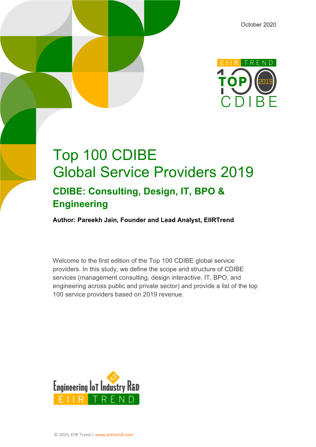Top 100 CDIBE Global Service Providers 2019 CDIBE: Consulting, Design, IT, BPO & Engineering