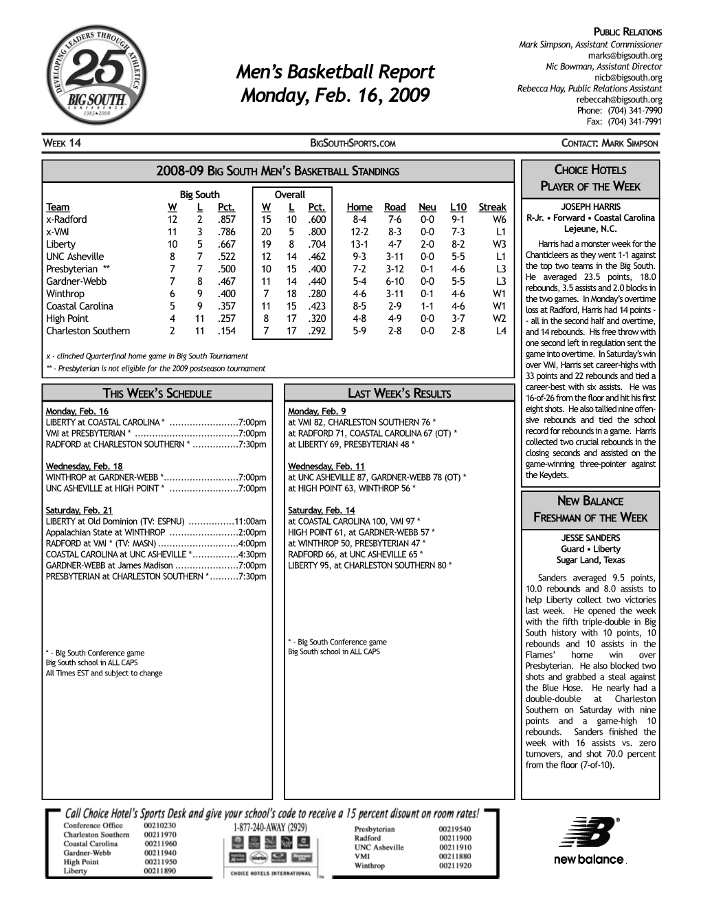 2008-09 Men's Basketball Report.Qxd