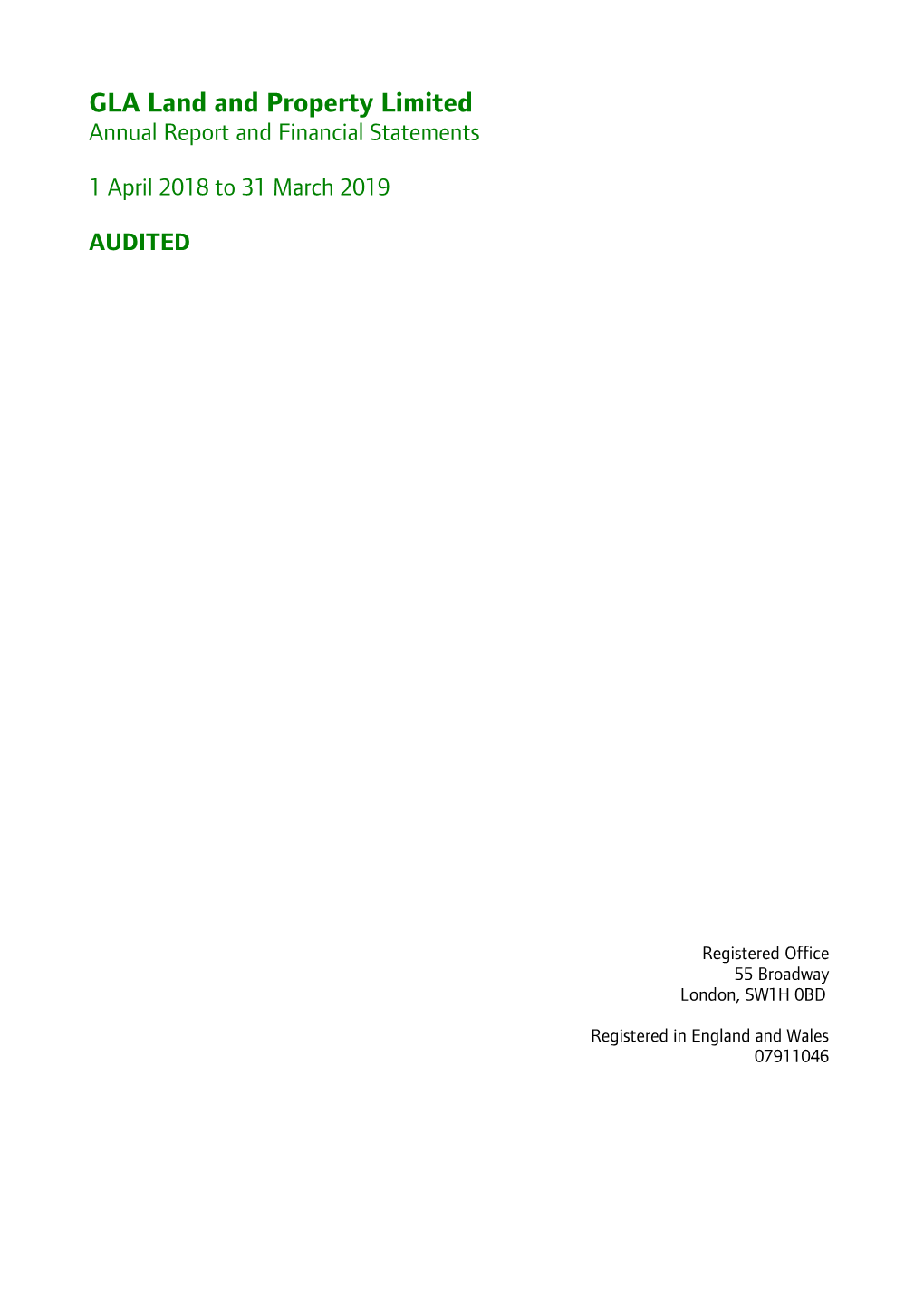 GLA Land & Property Ltd Financial Statements 2018/19