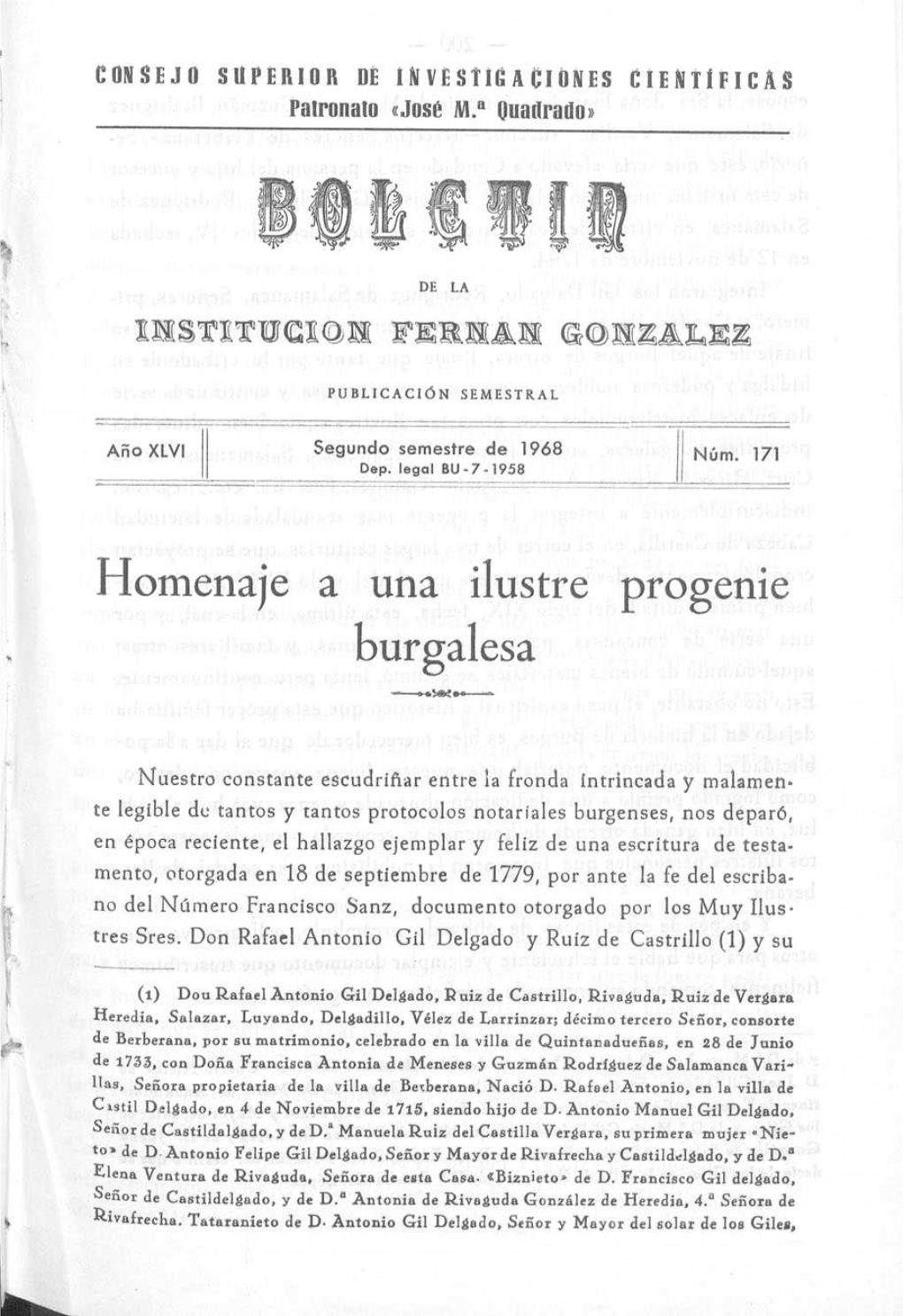 Homenaje a Una Ilustre Progenie Burgalesa