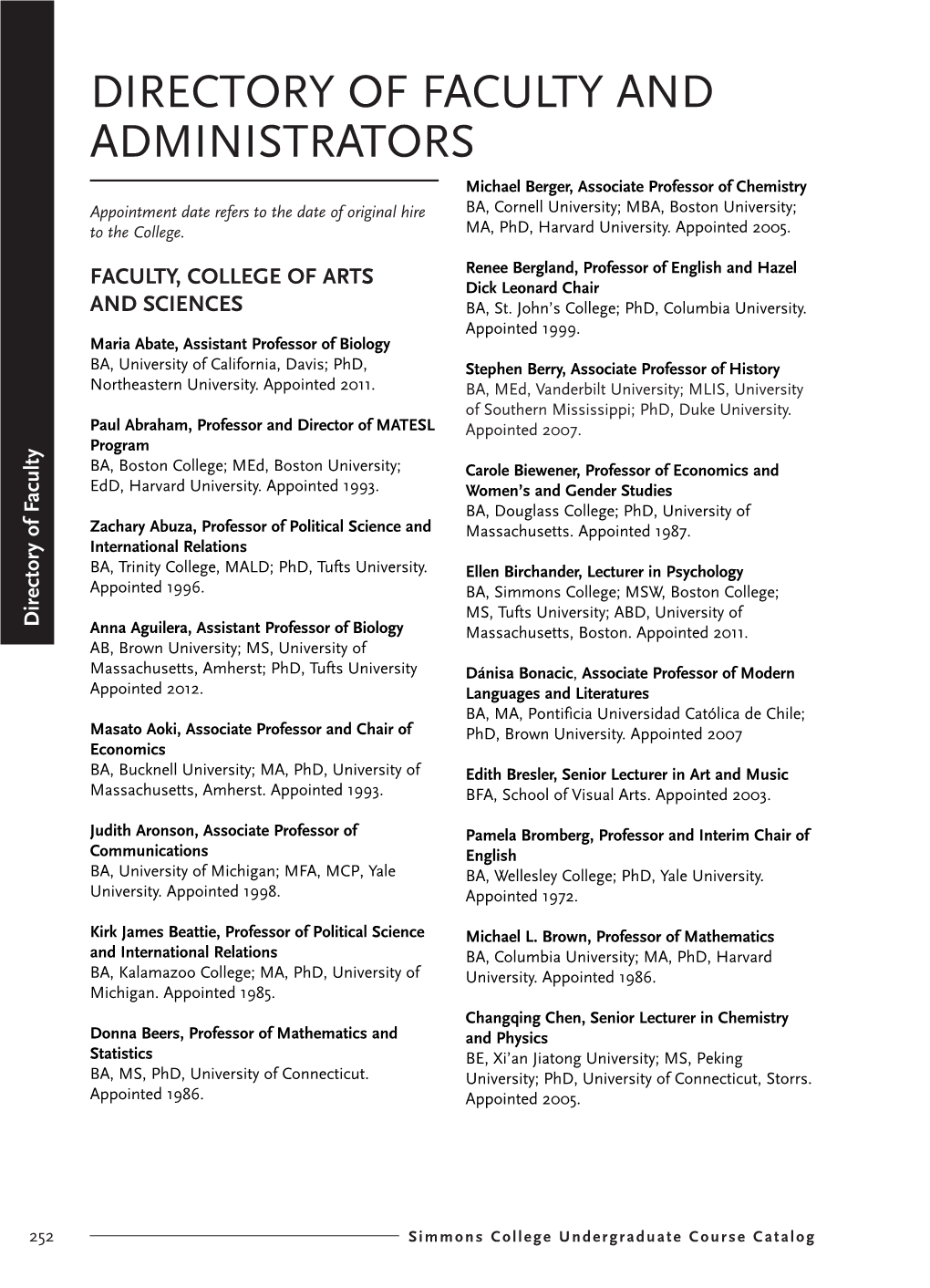 Simmons College Undergraduate Course Catalog 2014-2015