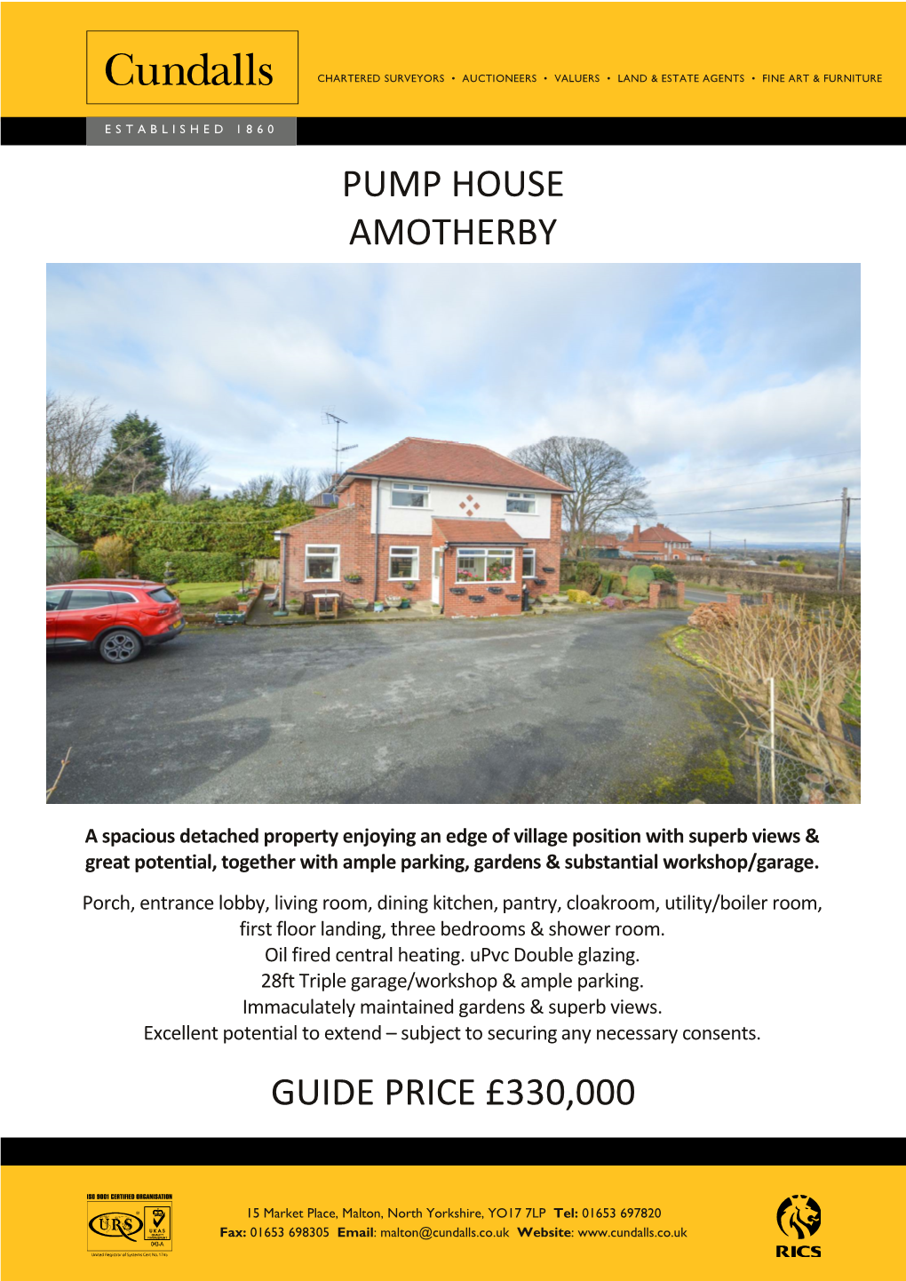 Pump House Amotherby Guide Price £330,000