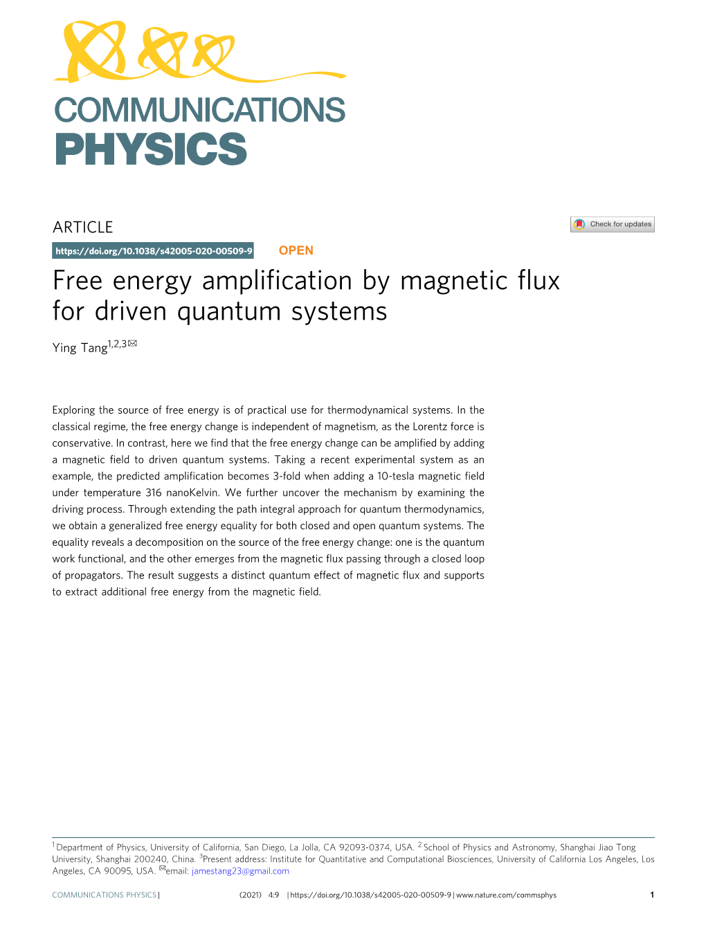 Free Energy Amplification by Magnetic Flux for Driven Quantum Systems