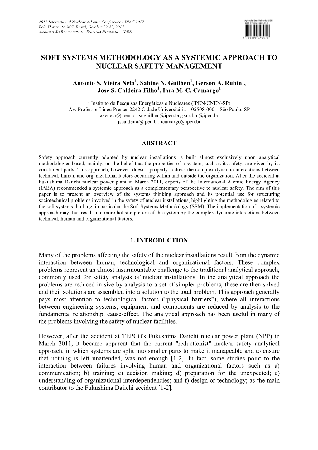 Soft Systems Methodology As a Systemic Approach to Nuclear Safety Management