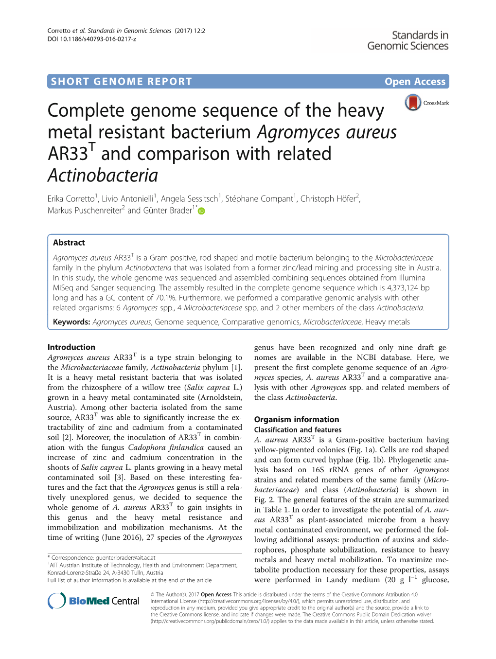 Complete Genome Sequence of the Heavy Metal Resistant Bacterium