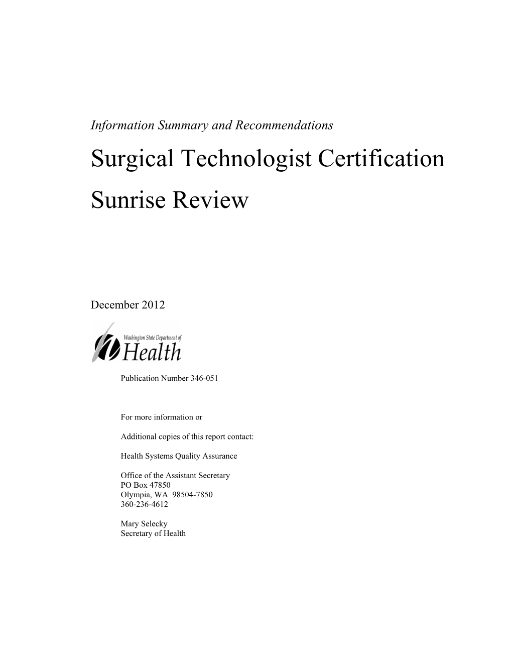 Surgical Technologist Certification Sunrise Review