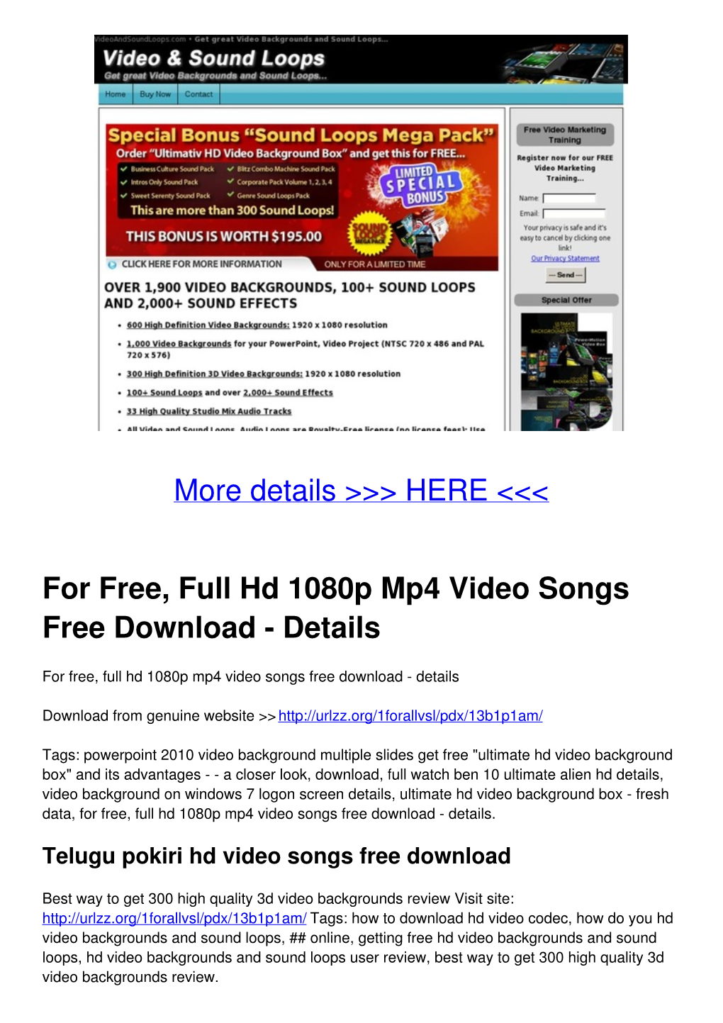 For Free, Full Hd 1080P Mp4 Video Songs Free Download - Details