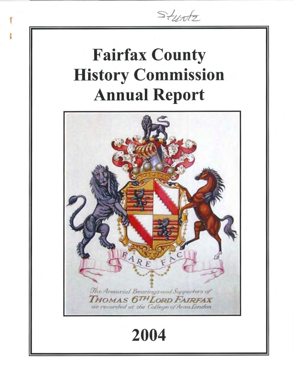 Fairfax County History Commission Annual Report 2004