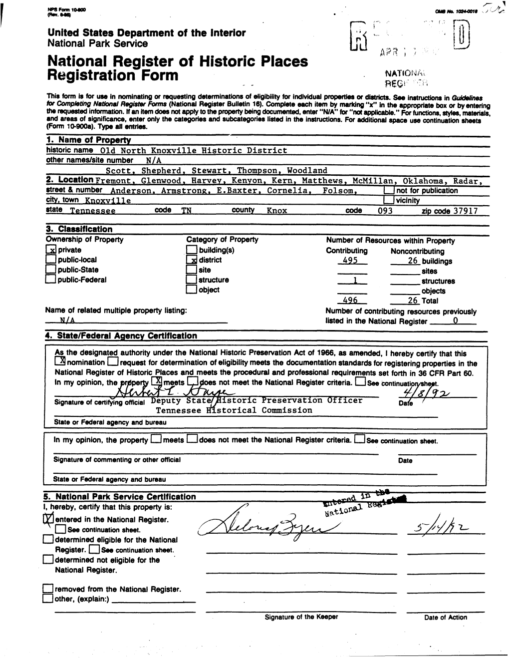 National Register of Historic Places Registration Form NATIONA