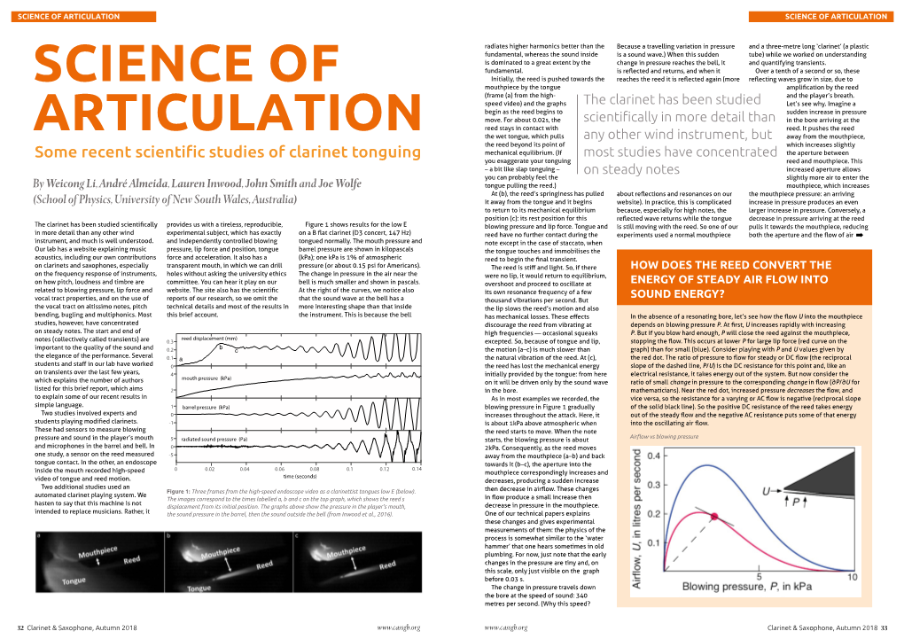 Science of Articulation: Some Recent Scientific Studies of Clarinet Tonguing