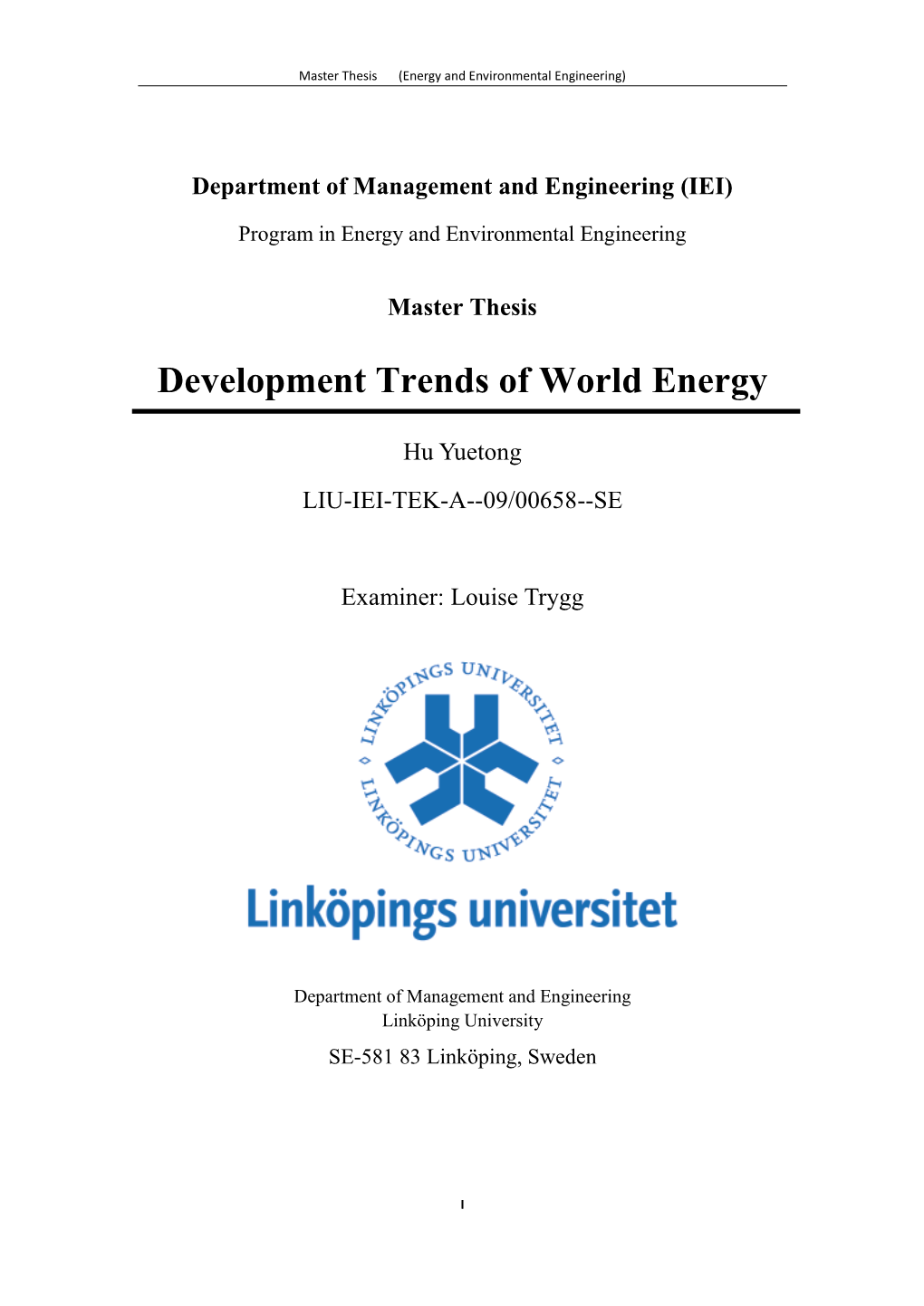 Development Trends of World Energy