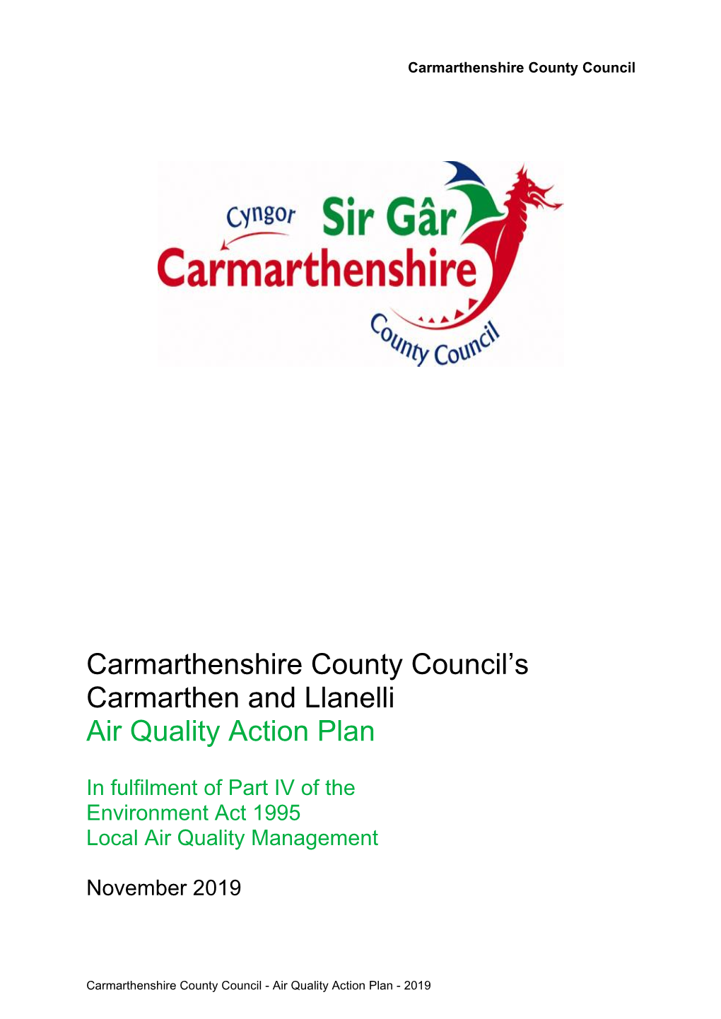 Carmarthen Llanelli AQMA Action Plan