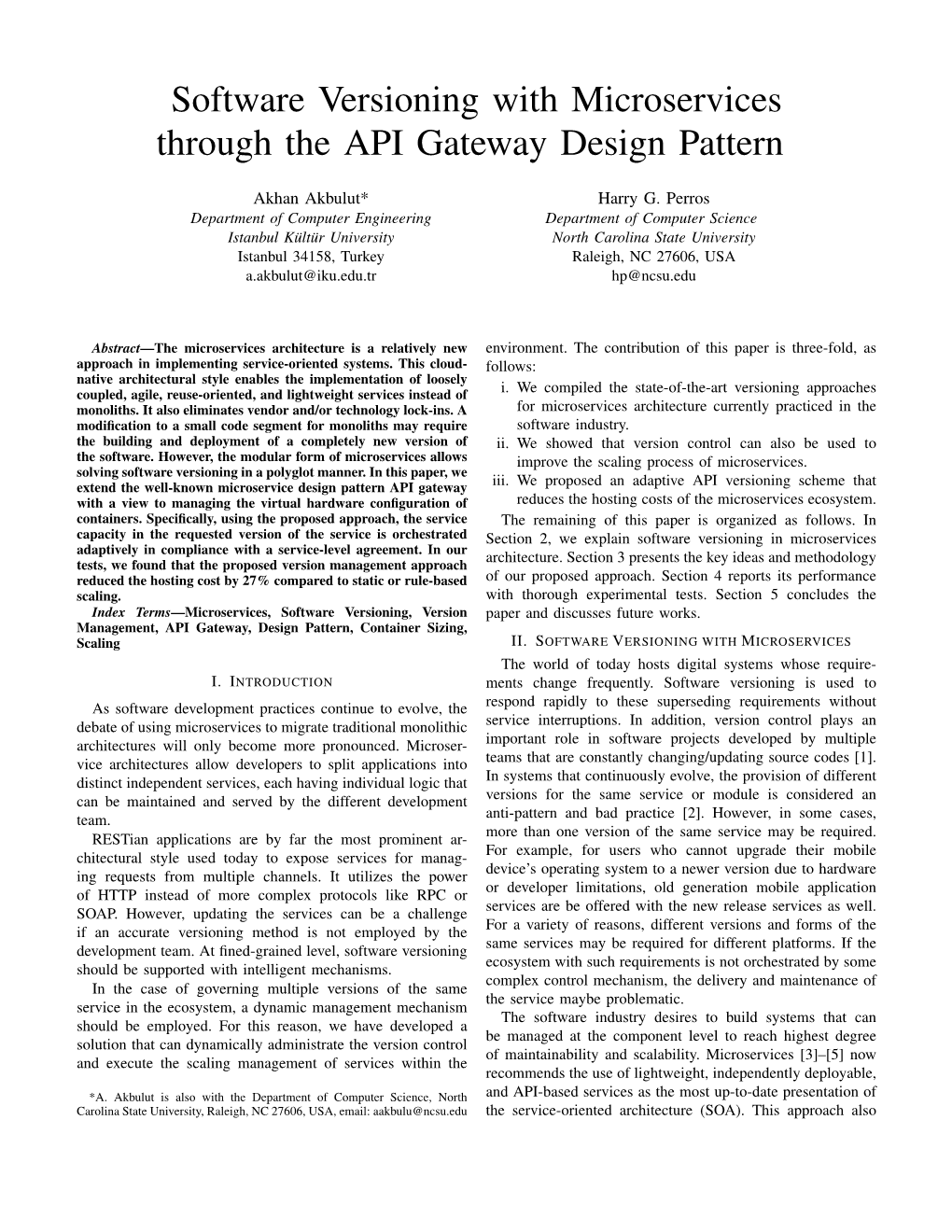 Software Versioning with Microservices Through the API Gateway Design Pattern