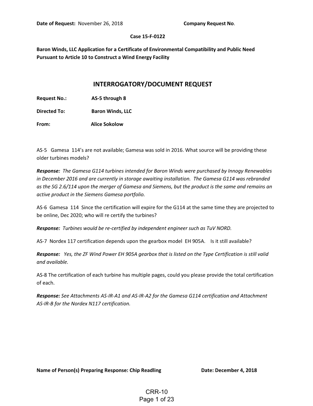 Interrogatory/Document Request