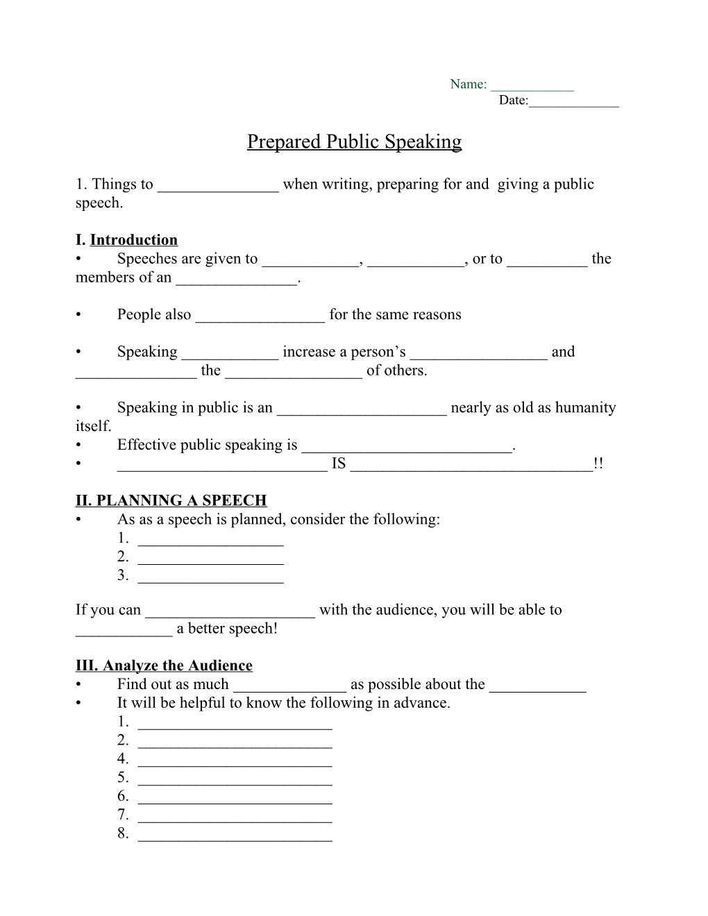 Prepared Public Speaking