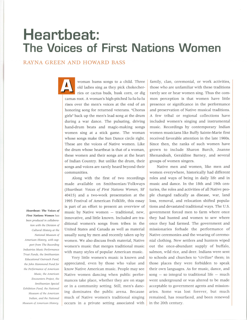 Heartbeat: the Voices of First Nations Women