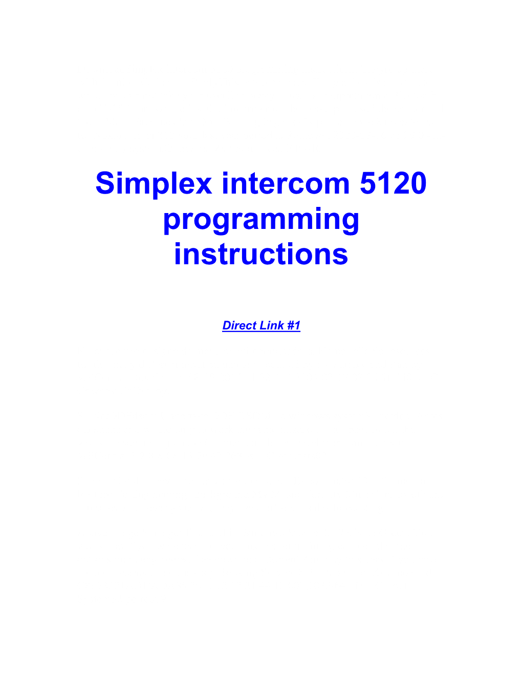 Simplex Intercom 5120 Programming Instructions