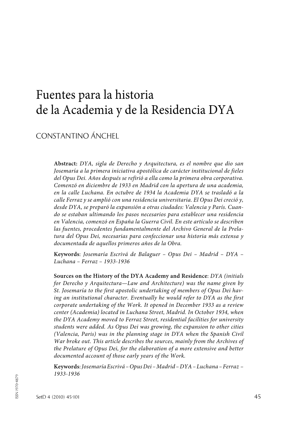 Fuentes Para La Historia De La Academia Y De La Residencia DYA