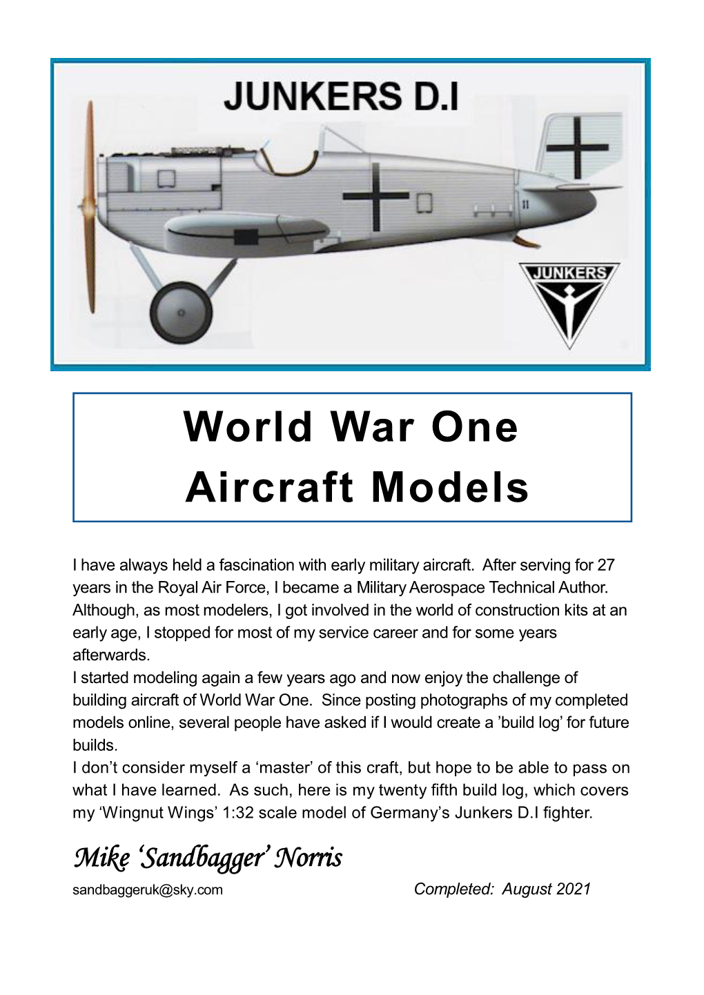 World War One Aircraft Models