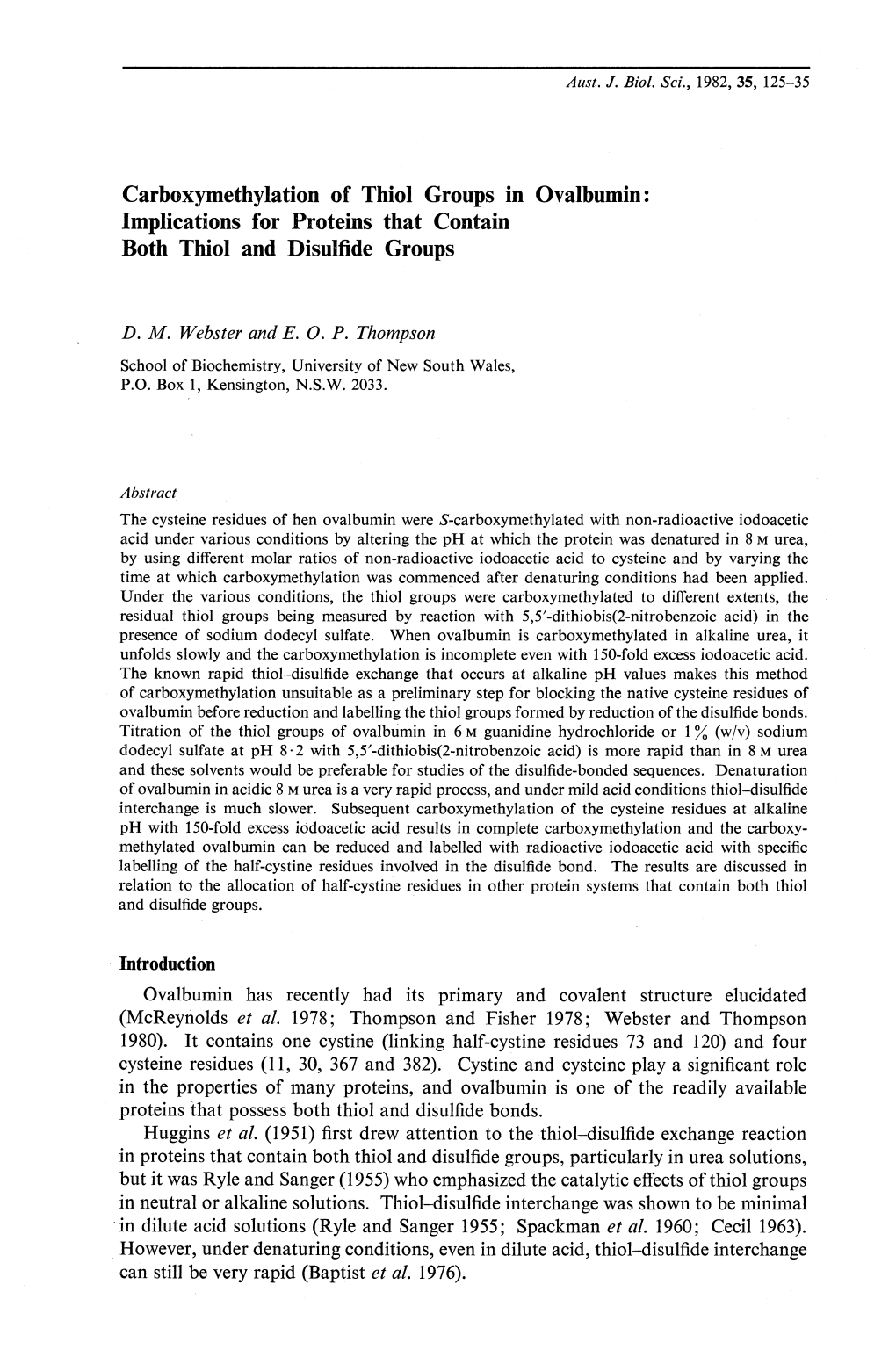 Implications for Proteins That Contain Both Thiol and Disulfide Groups