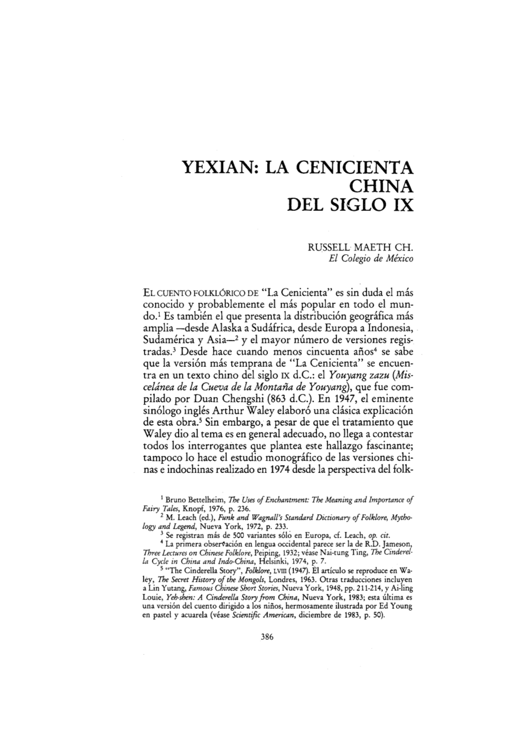 Yexian: La Cenicienta China Del Siglo Ix