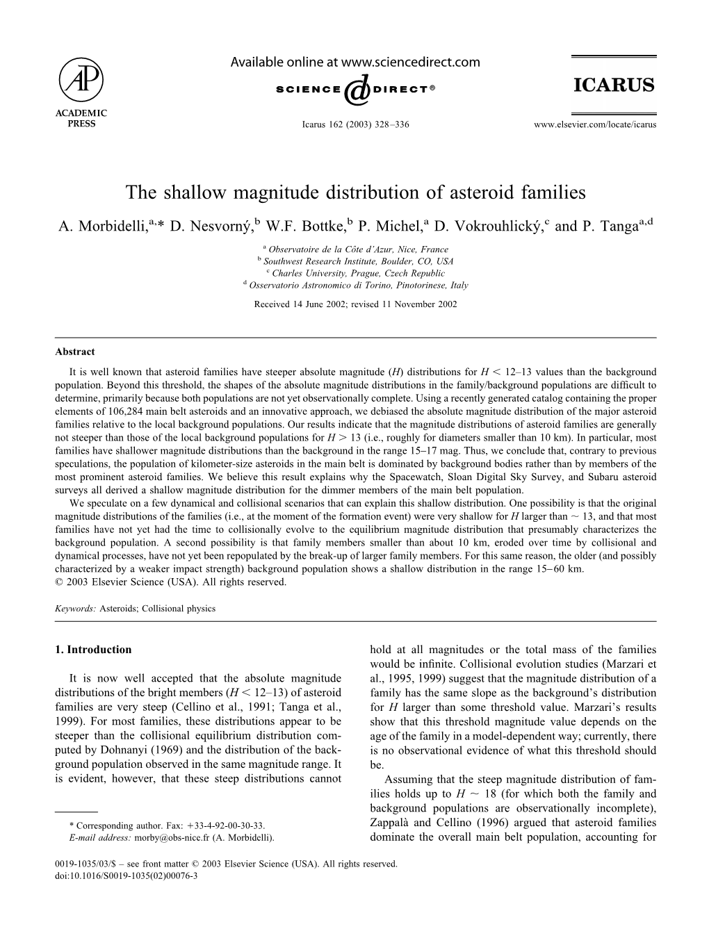 The Shallow Magnitude Distribution of Asteroid Families