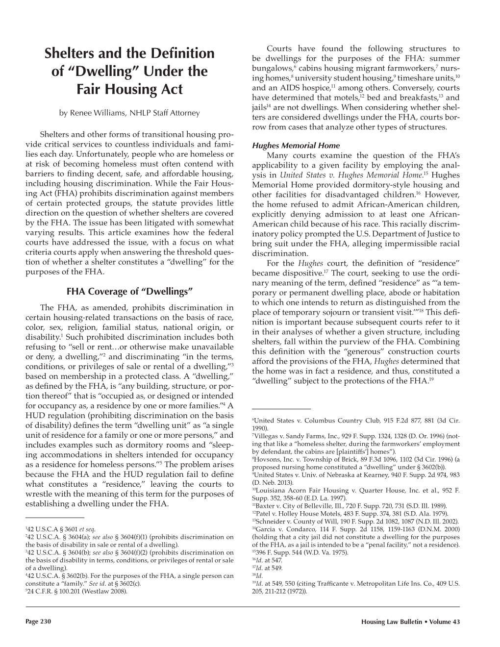 Shelters and the Definition of “Dwelling” Under the Fair Housing