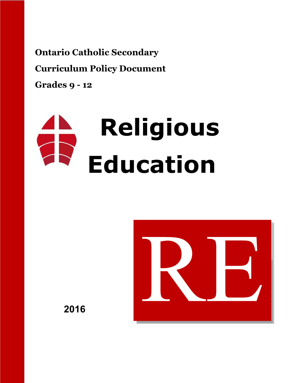 Secondary Religious Education Curriculum Policy Document 2016