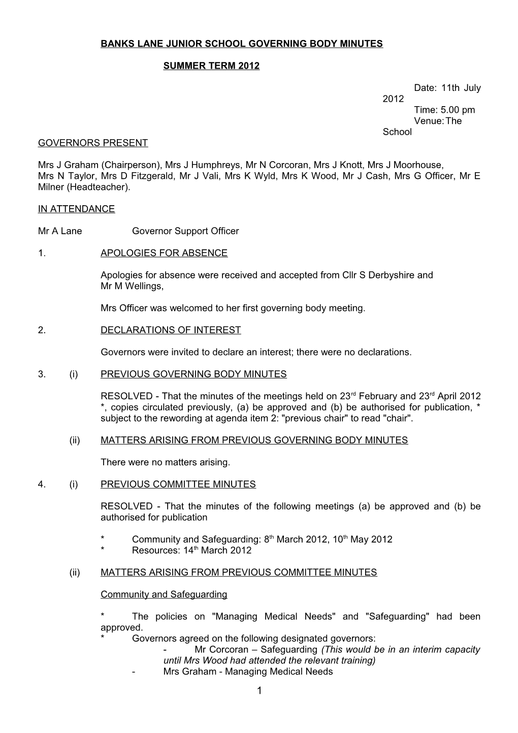 Abingdon Primary School Governing Body