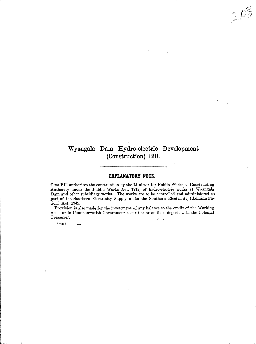 Wyangala Dam Hydro-Electric Development (Construction) Bill