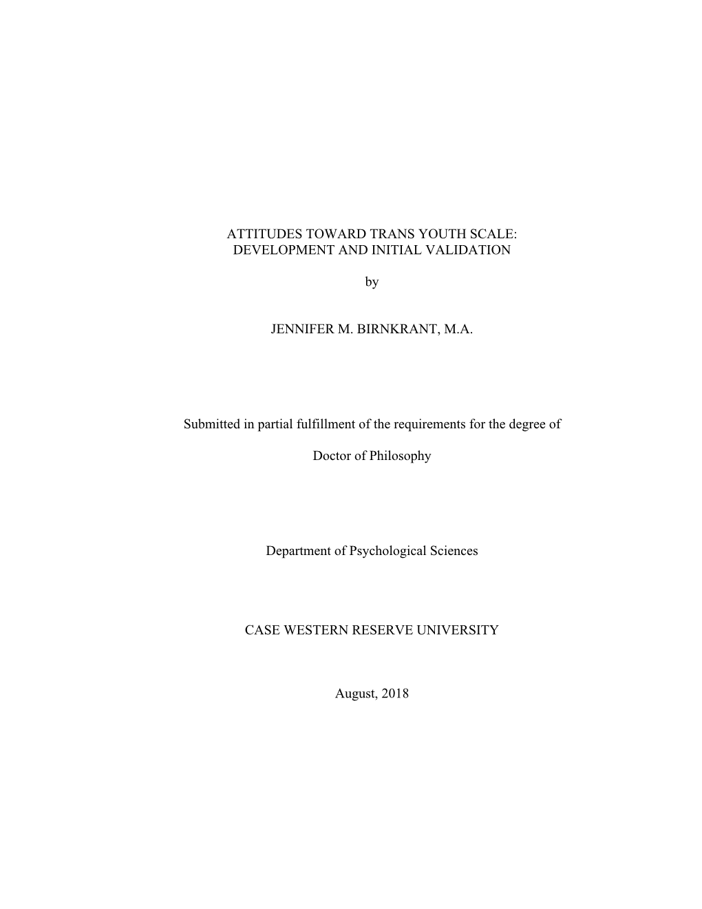 Attitudes Toward Trans Youth Scale: Development and Initial Validation