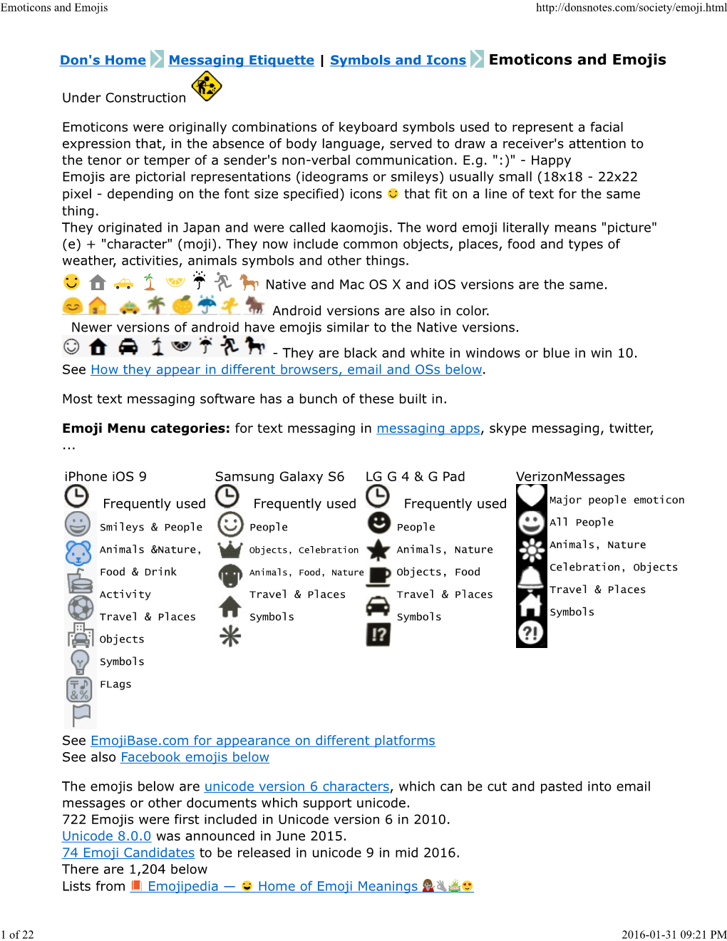 Emoticons and Emojis