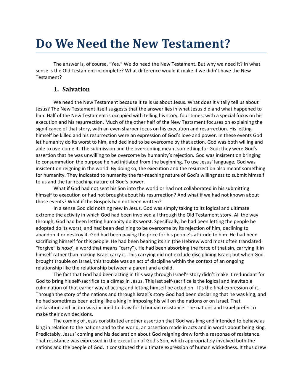 Do We Need the New Testament?