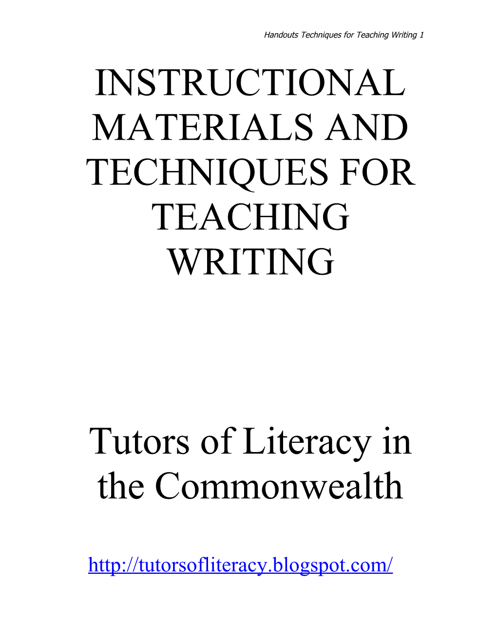 Techniques For Teaching Writing